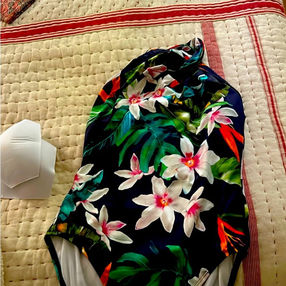 Ralph Lauren high neck one piece Trooical swim suit, size 6